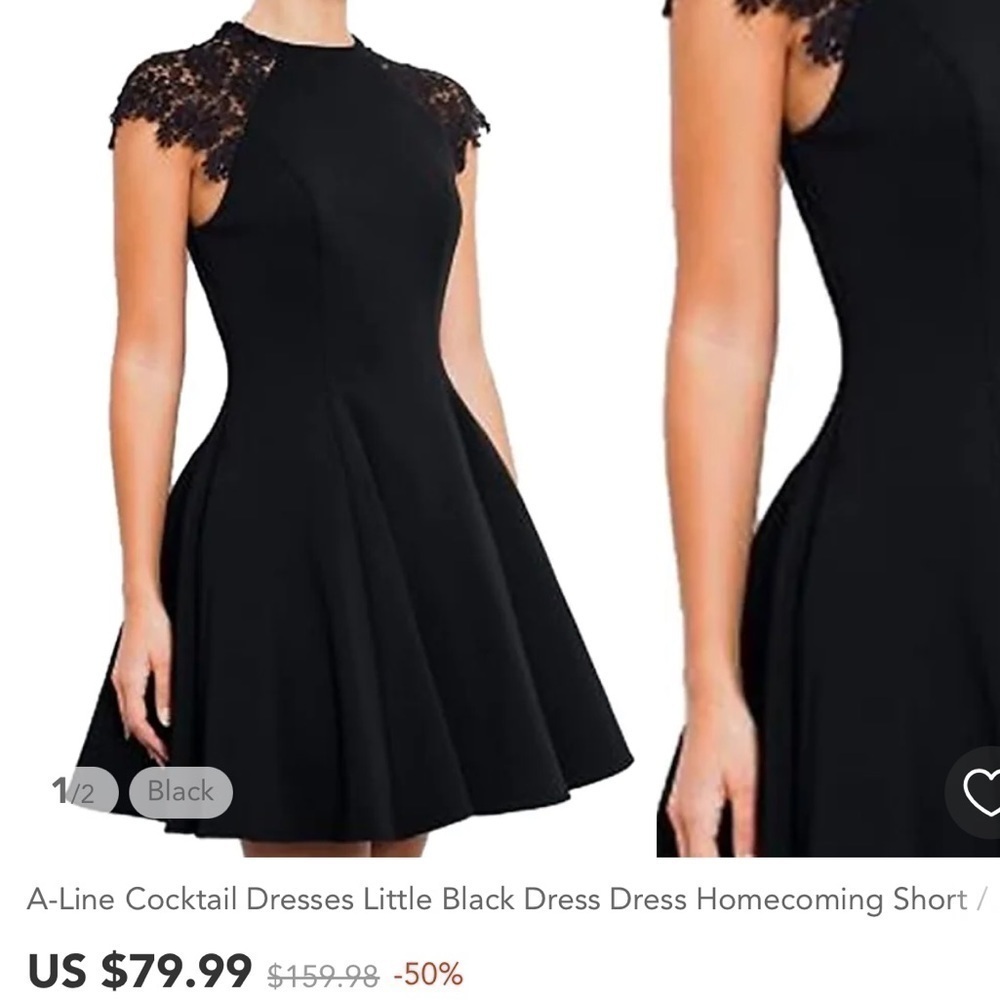 NWT SUNNOW LACE CAP SLEEVE BLACK COCKTAIL FORMAL A LINE DRESS SIZE SMALL